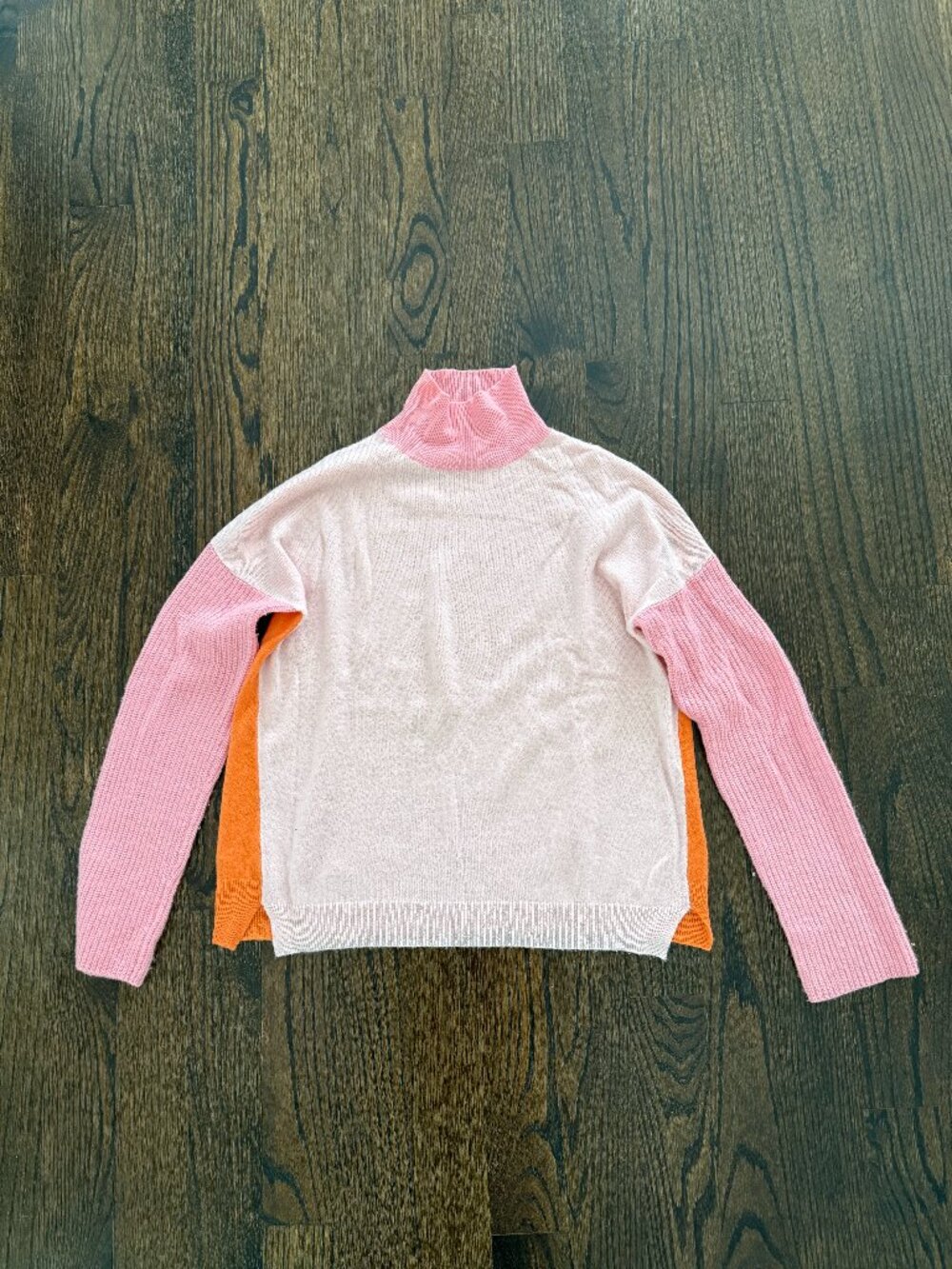 La Ligne Pink and Orange Colorblock Cashmere Sweater Size S
